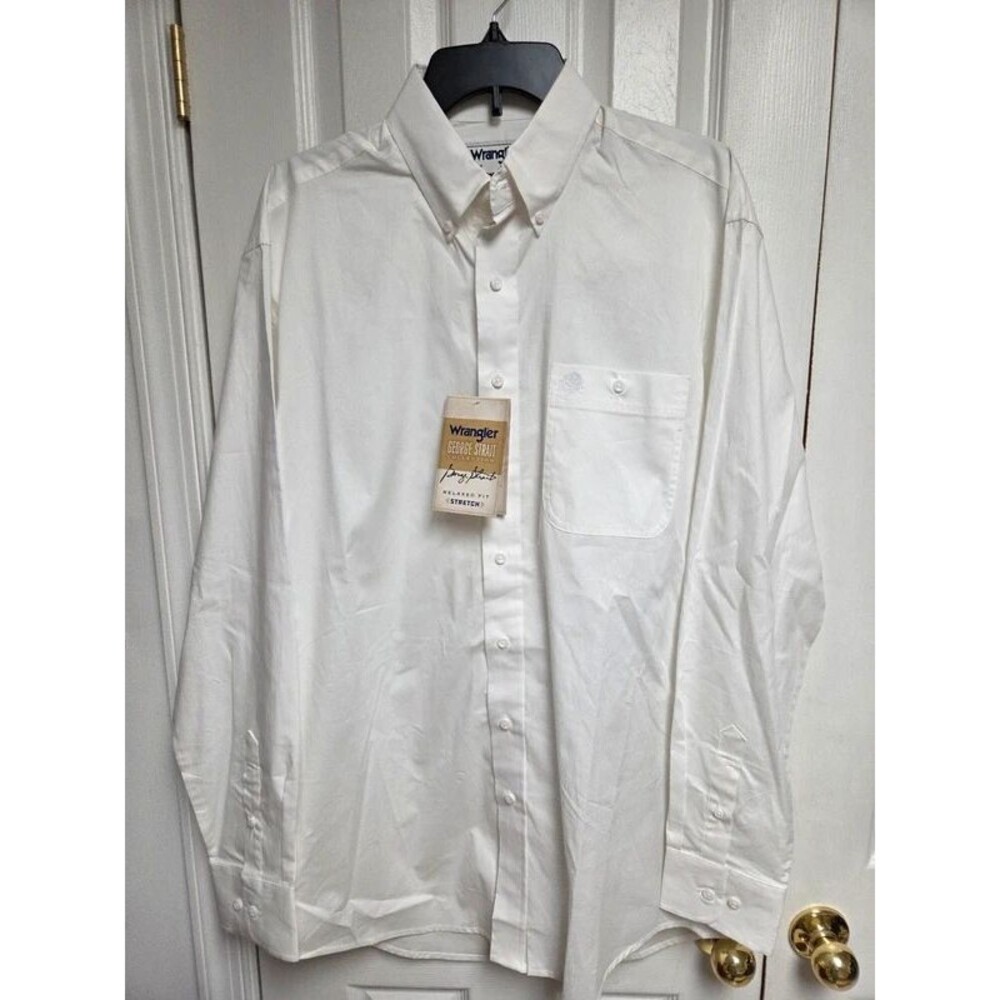 Wrangler George Strait men's medium tall long sleeve white dress shirt